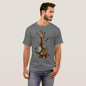 キリン動物ブルーグラスバンジョー奏者少年 Tシャツ (正面フル)