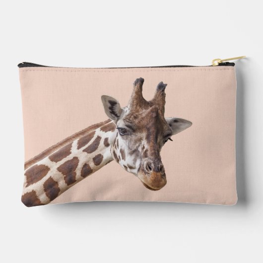 キリン動物ポートレートの写真パーソナライズされた名 アクセサリーポーチ (裏面)