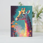 キリン動物ポートレート絵画の野生動物アウトドア サンキューカード (スタンド正面)