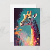 キリン動物ポートレート絵画の野生動物アウトドア サンキューカード (正面/裏面)