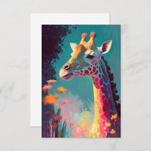 キリン動物ポートレート絵画の野生動物アウトドア サンキューカード (正面/裏面)
