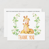 キリン動物園の動物の赤ちゃんシャワーありがとう ポストカード (正面/裏面)