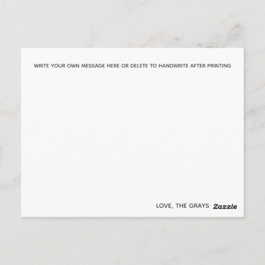 キリン動物園の動物の赤ちゃんシャワーありがとう ポストカード (裏面)