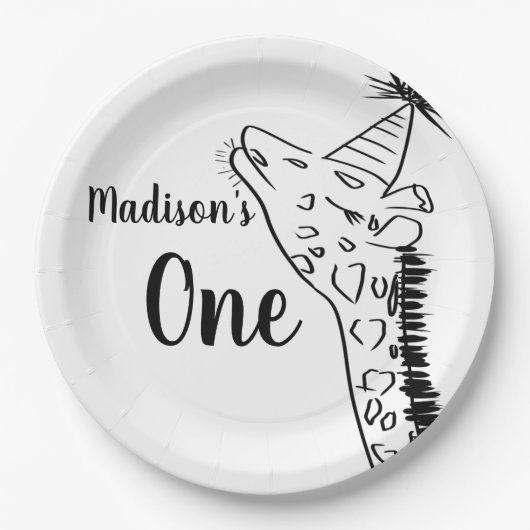 キリン動物園の動物の野生のジャングルドードル ペーパープレート (正面)