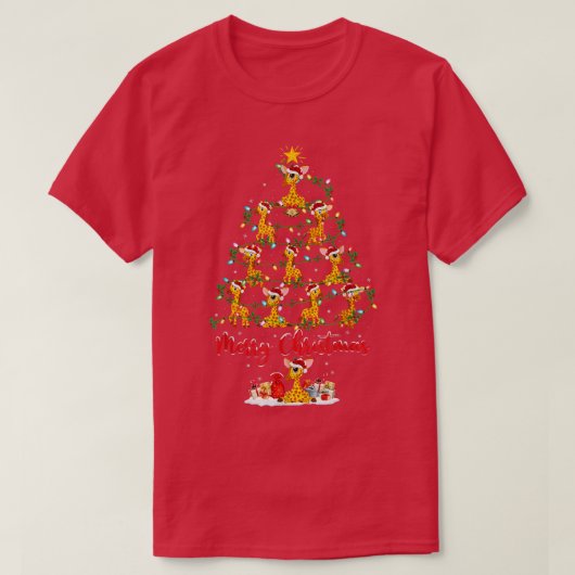 キリン動物愛好家マッチングサンタキリン Tシャツ (デザイン正面)