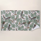 キリン動物熱帯葉ジャングルパターン ビーチタオル (正面)