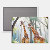 キリン動物自然野生動物の気に愛情 マグネット (正面/裏面)