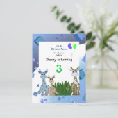 キリン動物誕生日招待状 招待状 (スタンド正面)