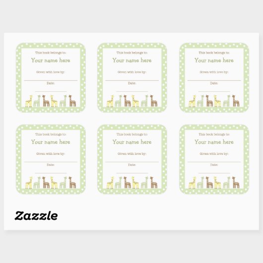 キリン友だちベビーシャワーブックプレートニュートラルゲン スクエアシール (シート)