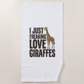 キリン好きのためのレトロ風刺繍Tシャツデザイン ビーチタオル (正面)