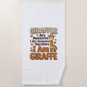 キリン好きのためのレトロ風刺繫がりTシャツデザイン ビーチタオル (正面)