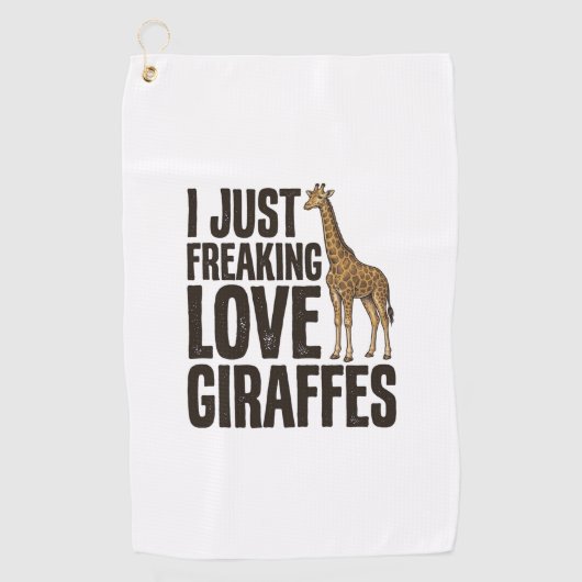 キリン好きのためのレトロ風刺繫ぎTシャツデザイン ゴルフタオル (正面)