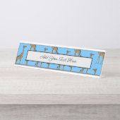 キリン好きの青い野生動物動物園アフリカサファリ デスクネームプレート (正面)