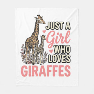 キリン好き女子のためのレトロ彫刻Tシャツデザイン フリースブランケット