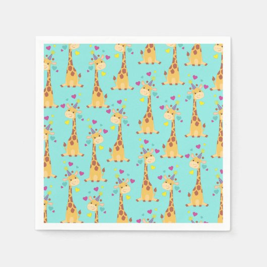 キリン子供の誕生日パーティーかわいい スタンダードカクテルナプキン (正面)