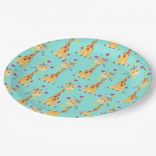 キリン子供の誕生日パーティーかわいい ペーパープレート (アングル)