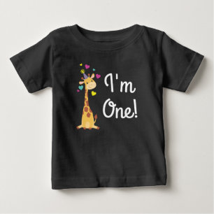 キリン子供の誕生日パーティーカワイトアイムワン ベビーTシャツ