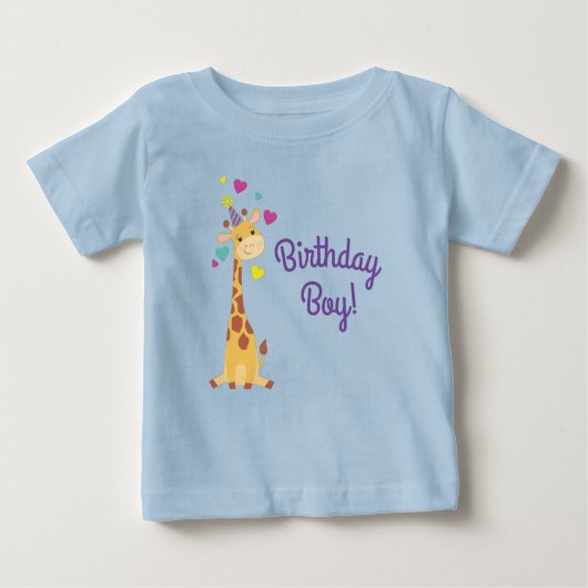 キリン子供の誕生日少年パーティーかわいい ベビーTシャツ (正面)