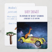 キリン宇宙ベビーシャワー招待状カード 招待状 (正面/裏面)