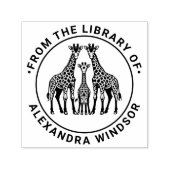 キリン家族の図書館の本の名前 セルフインキングスタンプ (デザイン)