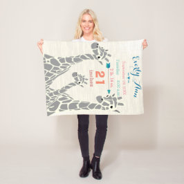 キリン家族ベビーガール統計誕生記録 フリースブランケット