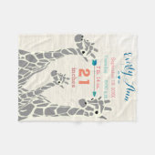 キリン家族ベビーガール統計誕生記録 フリースブランケット (正面(横))