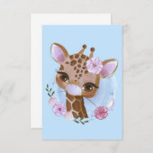 キリン恋人かわいいベビーキリンと花 エンクロージャーカード (正面/裏面)