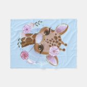 キリン恋人かわいいベビーキリンと花 フリースブランケット (正面(横))