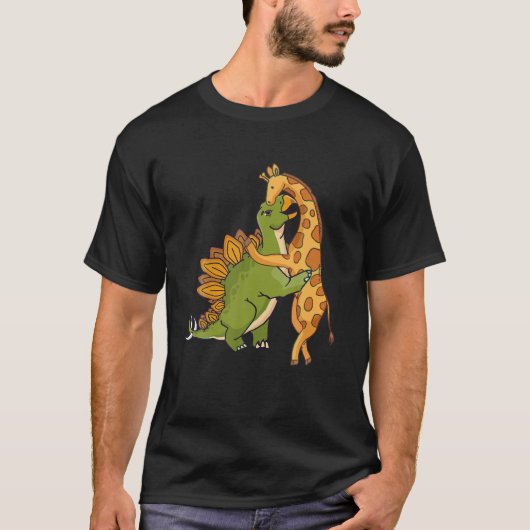 キリン恐竜ハグラブディノ動物サファリホール Tシャツ (正面)