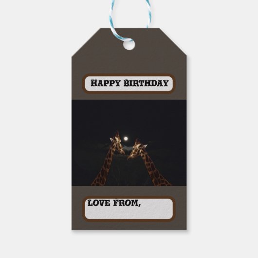 キリン愛の月の光の下,誕生日 ギフトタグ (正面)