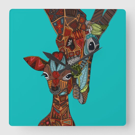 キリン愛ターコイズ スクエア壁時計 (正面)