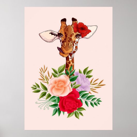 キリン愛好家キリンAfricaと花 ポスター (正面)