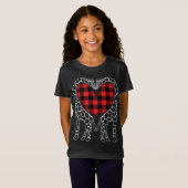 キリン愛好家クリスマスバッファロープレイドパジャマアニメーション Tシャツ (正面フル)