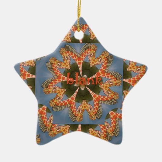 キリン抽象芸術アートプリント セラミックオーナメント (正面)