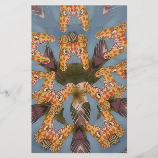 キリン抽象芸術アートプリント 便箋 (正面)