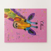 キリン抽象芸術動物野生のかわいいアートレインボー ジグソーパズル (横)