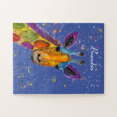 キリン抽象芸術動物野生のかわいいアートレインボー ジグソーパズル (横)