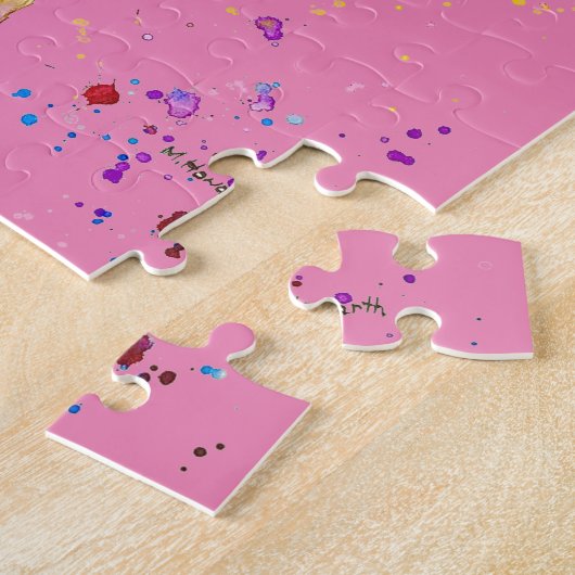 キリン抽象芸術動物野生のかわいいアートレインボー ジグソーパズル (側面)