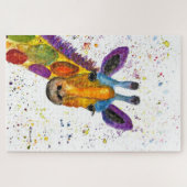 キリン抽象芸術動物野生のかわいいアートレインボー ジグソーパズル (横)