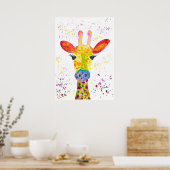 キリン抽象芸術動物野生のかわいいアートレインボー ポスター (キッチン)