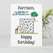 キリン救済ツリーの誕生日を見つける迷路パズル カード (スタンド正面)