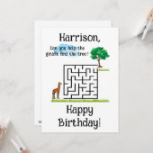 キリン救済ツリーの誕生日を見つける迷路パズル カード (正面/裏面インサイチュ)