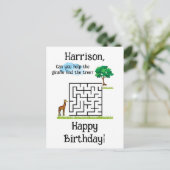 キリン救済ツリーの誕生日を見つける迷路パズル ポストカード (スタンド正面)