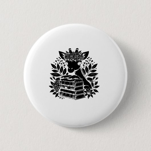 キリン書本虫の書庫本読の書庫 缶バッジ (正面)