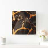 キリン模様の背景にキリン スクエア壁時計 (ホーム)