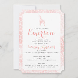 キリン模様水彩テクスチャベビーシャワー 招待状