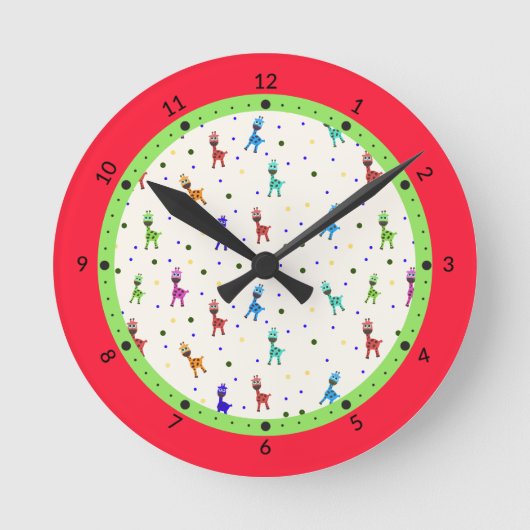 キリン模様 ラウンド壁時計 (正面)