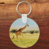 キリン歩くマサイマラプレーンズ，ケニアのキーチェーン キーホルダー (正面)