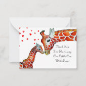 キリン母とその息子サンキューカード ノートカード (正面)