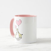 キリン母とベビーピンク母の日ベビーシャワー マグカップ (正面左)